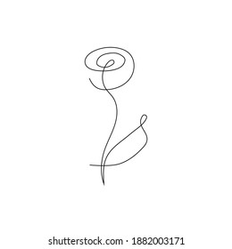 Kontinuierliche eine Zeile Rosengrafik. Logo-Design, Embleme, minimalistische Blumen-Umrisszeichnung.