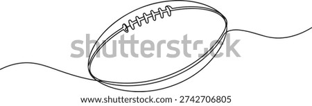 Continuous one line of a rugby ball, representing teamwork, sport, and power, drawn illustration.