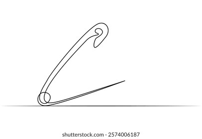 Continuous one line safety pin. Single line art safety pin.one continuous single drawn line art doodle outline safety pin