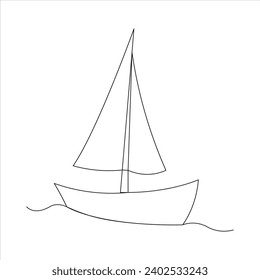 Continuous one line sailing boat drawing art design