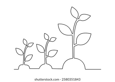 Continuous one line seed with plane with black and white vector icon