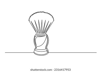 Kontinuierliche Rasierpinsel mit einer Linie. Vintage-Rasierpinsel einzeln auf weißem Hintergrund. Barbershop-Konzept. Vektorgrafik