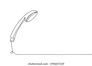 Continuous one line of shower head in silhouette on a white background. Linear stylized.Minimalist.