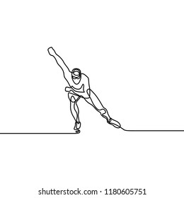 Continuous one line Skate runner, Olympic winter games