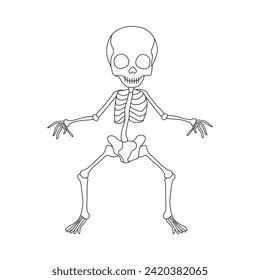 
Continuous one line skeleton drawing outline vector art illustration