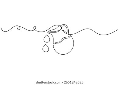 Continuous one line sketch of jug in minimalist style isolated outline vector drawing on white background