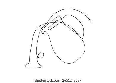 Continuous one line sketch of jug in minimalist style isolated outline vector drawing on white background