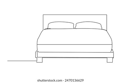 Continuous one line sleeping bed line art drawing