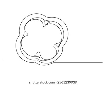 Continuous one line of sliced bell pepper isolated on white background. Simple silhouette of vegetable. Hand drawn bell pepper outline. Vector illustration