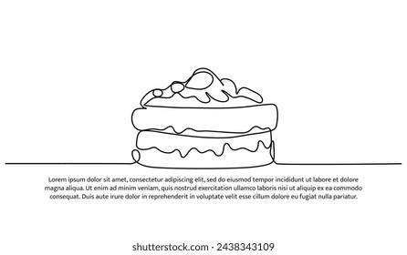 Continuous one line slices of bread with filled in cream. Minimalist style vector illustration on white background.