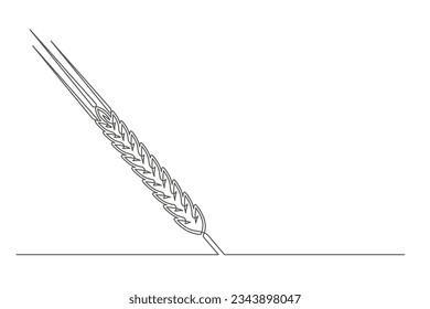 Continuous one line spikelet. Vintage spikelet isolated on a white background. Beer brewer concept. Vector illustration