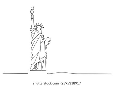 Continuous One Line Statue of Liberty | Minimalist Landmark Vector Illustration