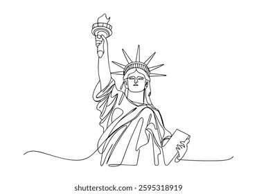 Continuous One Line Statue of Liberty | Minimalist Landmark Vector Illustration