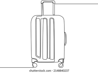 Continuous one line a suitcase for holiday. Happy travelling. Single line draw design vector graphic illustration.