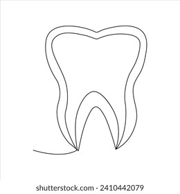 Continuous one line teeth drawing art design