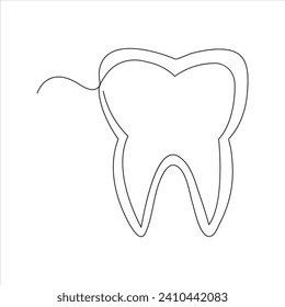 Continuous one line teeth drawing art design