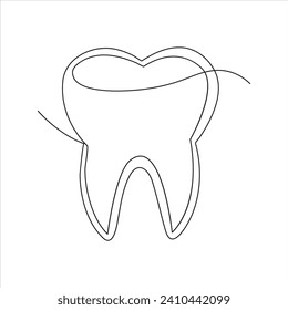 Diseño continuo de dibujo de dientes de una línea