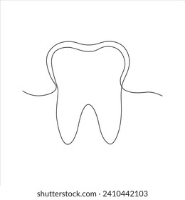Diseño continuo de dibujo de dientes de una línea