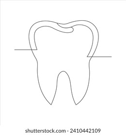 Continuous one line teeth drawing art design