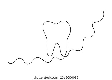 Continuous one line teeth drawing of outline vector icon