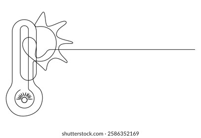 Continuous one line Thermometer showing high temperature