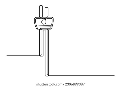 Continuous one line thickness wooden. Vintage thickness wooden isolated on a white background. Carpentry concept. Vector illustration