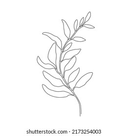 Continuous one line tree leaf.  Vector illustration.