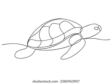 Continuous One Line Turtle | Minimalist Animal Vector Illustration