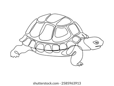 Continuous One Line Turtle | Minimalist Animal Vector Illustration