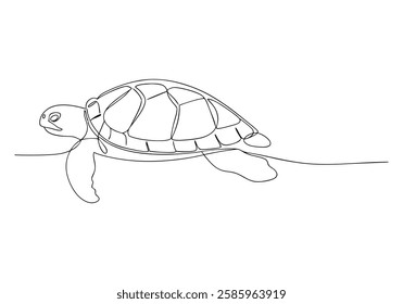 Continuous One Line Turtle | Minimalist Animal Vector Illustration