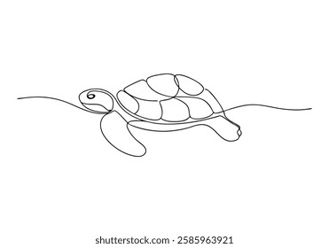 Continuous One Line Turtle | Minimalist Animal Vector Illustration