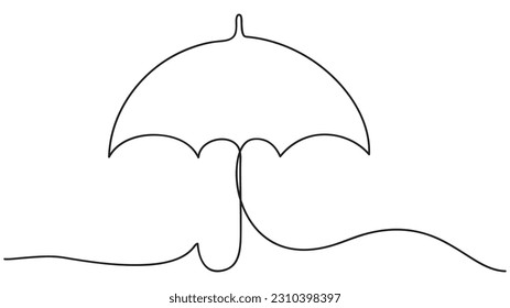 Continuous one line of umbrella.Vector illustration