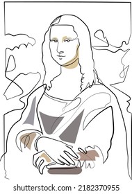 Continuous One Line Vector Art: Mona Lisa Smile, from Da Vinci Famous Painting