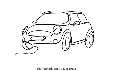 Continuous One Line Vector Car 