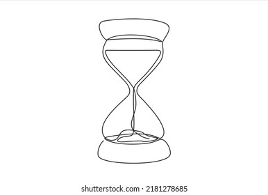 Continuous One Line Vector Drawing Of Hourglass. Line Art. 