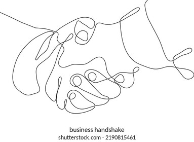 Continuous one line vector drawing businessman handshake , single one line in business agreement concept graphic design vector illustration 