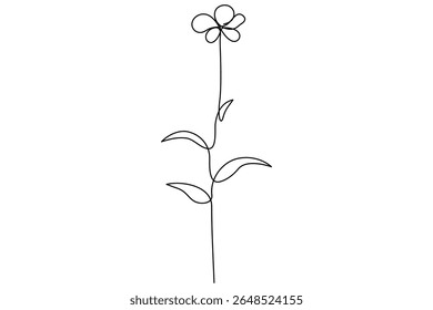 Continuous one line vector drawing of botanical leaves in minimal outline style for nature design
