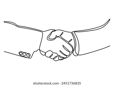 continuous one line vector illustration of a handshake