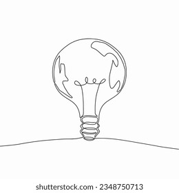 A continuous one line of a vintage electric light bulb, Cartoon doodle isolated on white background, Vector Illustration design