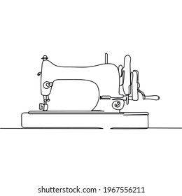 Kontinuierlich eine Linie der Vintage Nähmaschine in Silhouette. Minimaler Stil. Perfekt für Karten, Einladungen, Poster, Aufkleber, Kleidung.
