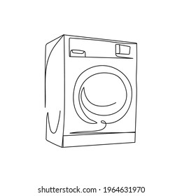 Continuous one line of washing machine in silhouette. Minimal style. Cleaning concept