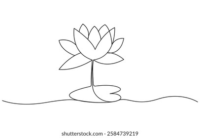 Continuous one line Water Lily Drawing