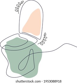 Continuous one line wc vector illustration. Toilet, restroom, bathroom. 