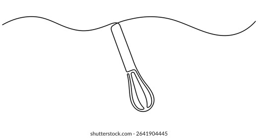 Continuous one line whisk. vector illustration, Continuous Line Drawing Of Balloon Whisk. One Line Of Kitchen Tool Balloon Whisk. Whisk Continuous Line Art continuous drawing.