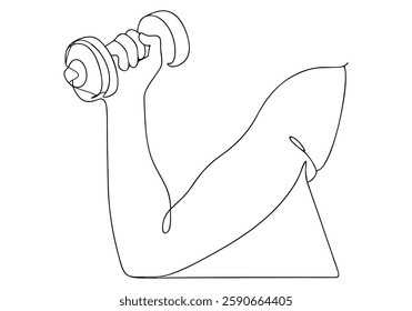 Continuous One Line Woman Lifting Weights | Minimalist Fitness Vector Illustration