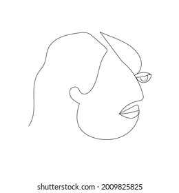 continuous one line woman, simple minimalism beauty logo. 