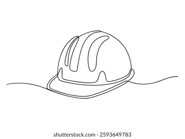 Continuous One Line Worker Safety Helmet | Minimalist Protective Gear Vector Illustration