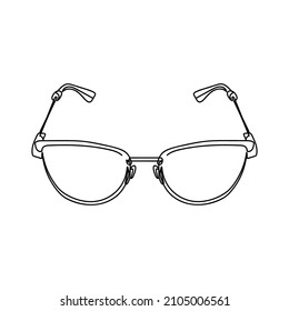 Continuous one simple single abstract line drawing of stylish eyeglasses icon in silhouette on a white background. Linear stylized.