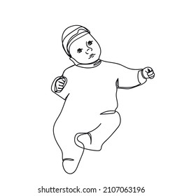 Continuous one simple single abstract line drawing of baby icon in silhouette on a white background. Linear stylized.