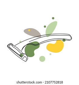 Continuous one simple single abstract line drawing of razor icon in silhouette on a white background. Linear stylized.